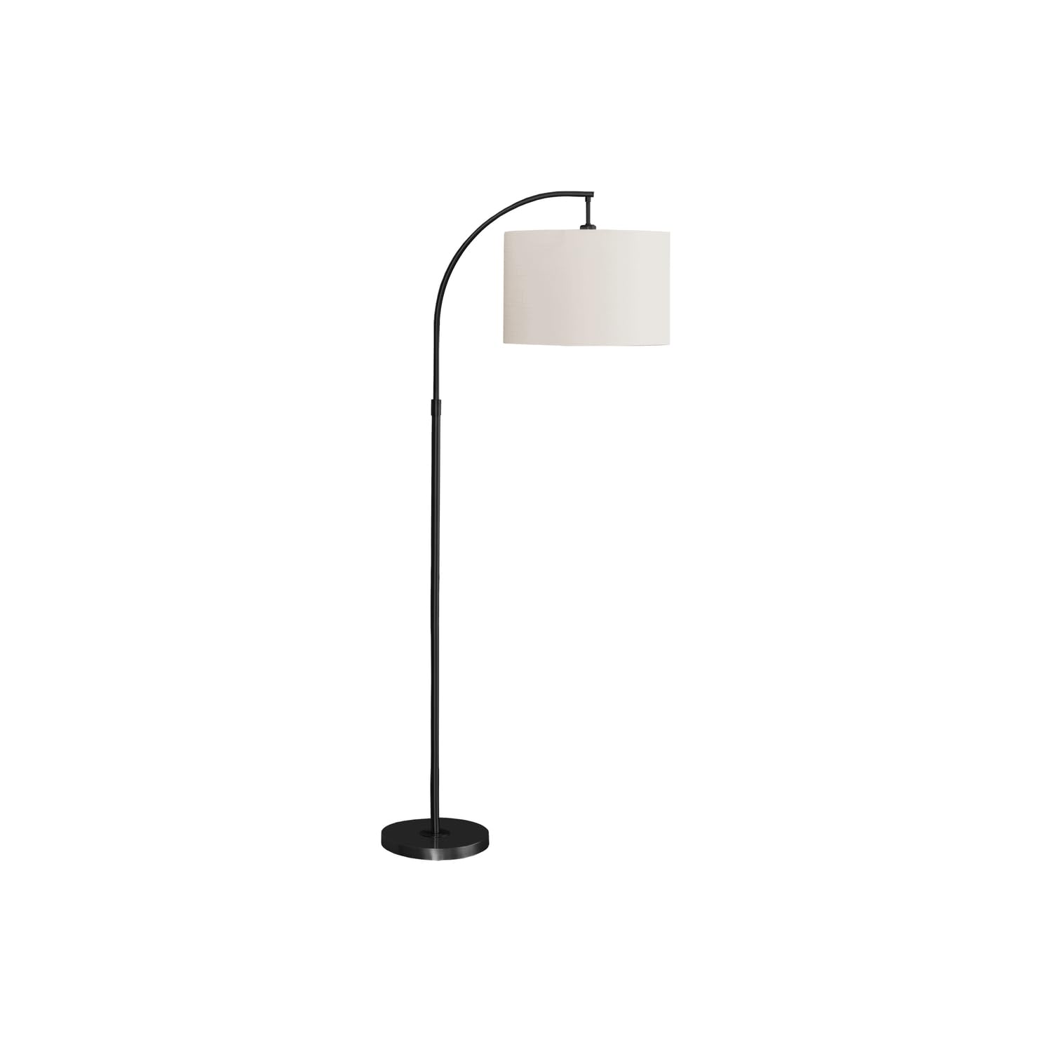 Monarch Specialties 9749, Black Cream Shade, Contemporary Lighting Arc Floor Lamp Metal Ivory, 26.25" L x 16" W x 65" H