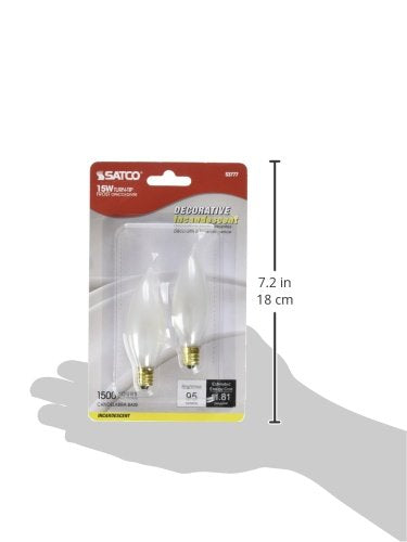 Satco Products S3777 120-Volt 15Ca8 Candelabra Base Frosted Light Bulb