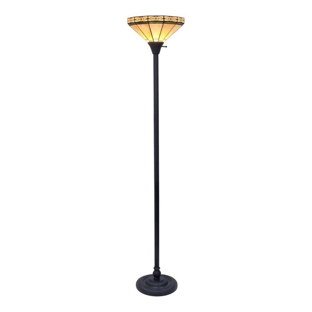 CHLOE Lighting BELLE Tiffany-style Mission Blackish Bronze 1 Light Torchiere Lamp 14 Shade