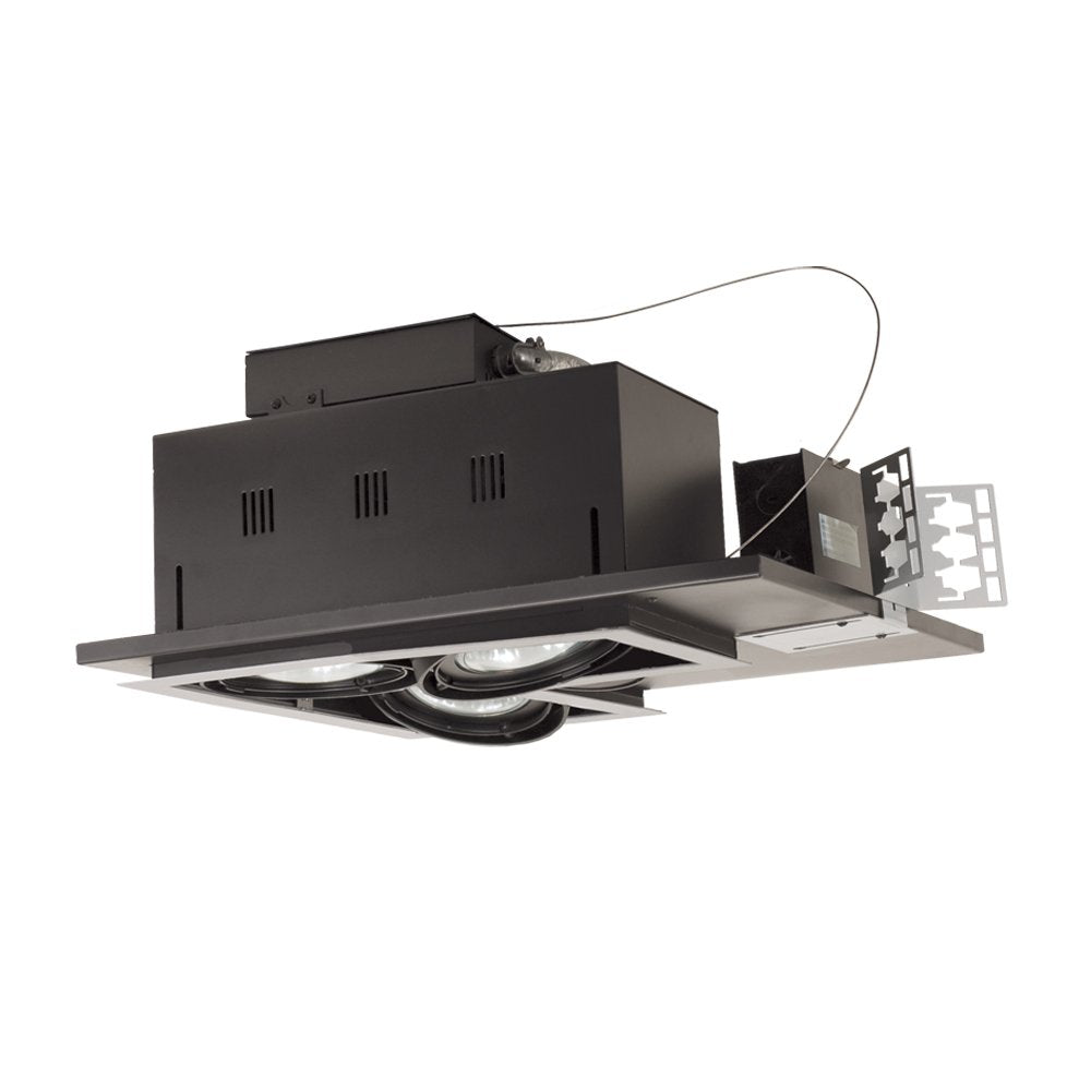 Jesco Lighting Mgp30-3Lwb Modulinear Directional Lighting For New Construction, Double Gimbal Par30 3-Light L-Corner, Black Interior With White Trim