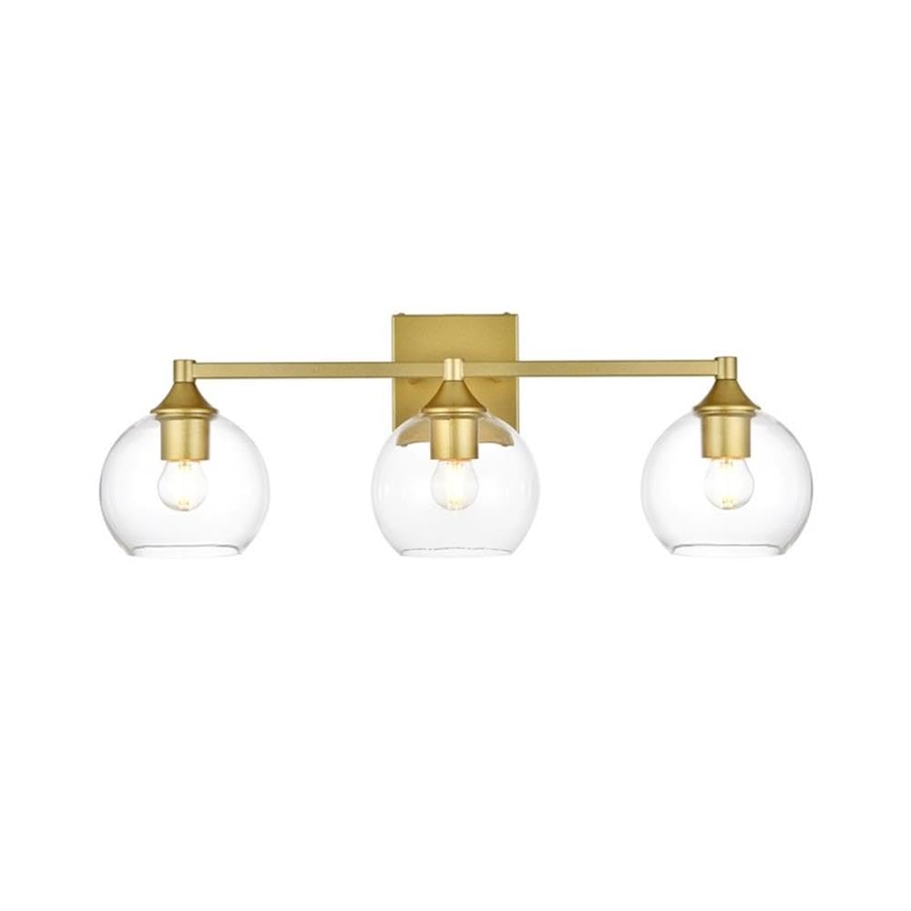 Living District Foster 3-Light Iron & Glass Bath Sconce in Brass/Clear