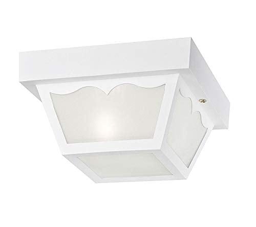 Ciata Porch Ceiling Light, Outdoor/Indoor Flush Mount Fixture, 60W E26 Base, White Frosted Glass, 1 Pack, Model 817354029133