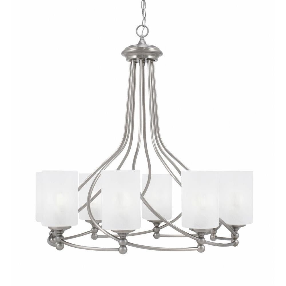 Toltec Lighting 908-Bn-3001 Capri - 8 Light Uplight Chandelier-30.5 Inches Tall And 30 Inches Wide, Finish Color: Brushed Nickel, Glass Color: White Marble