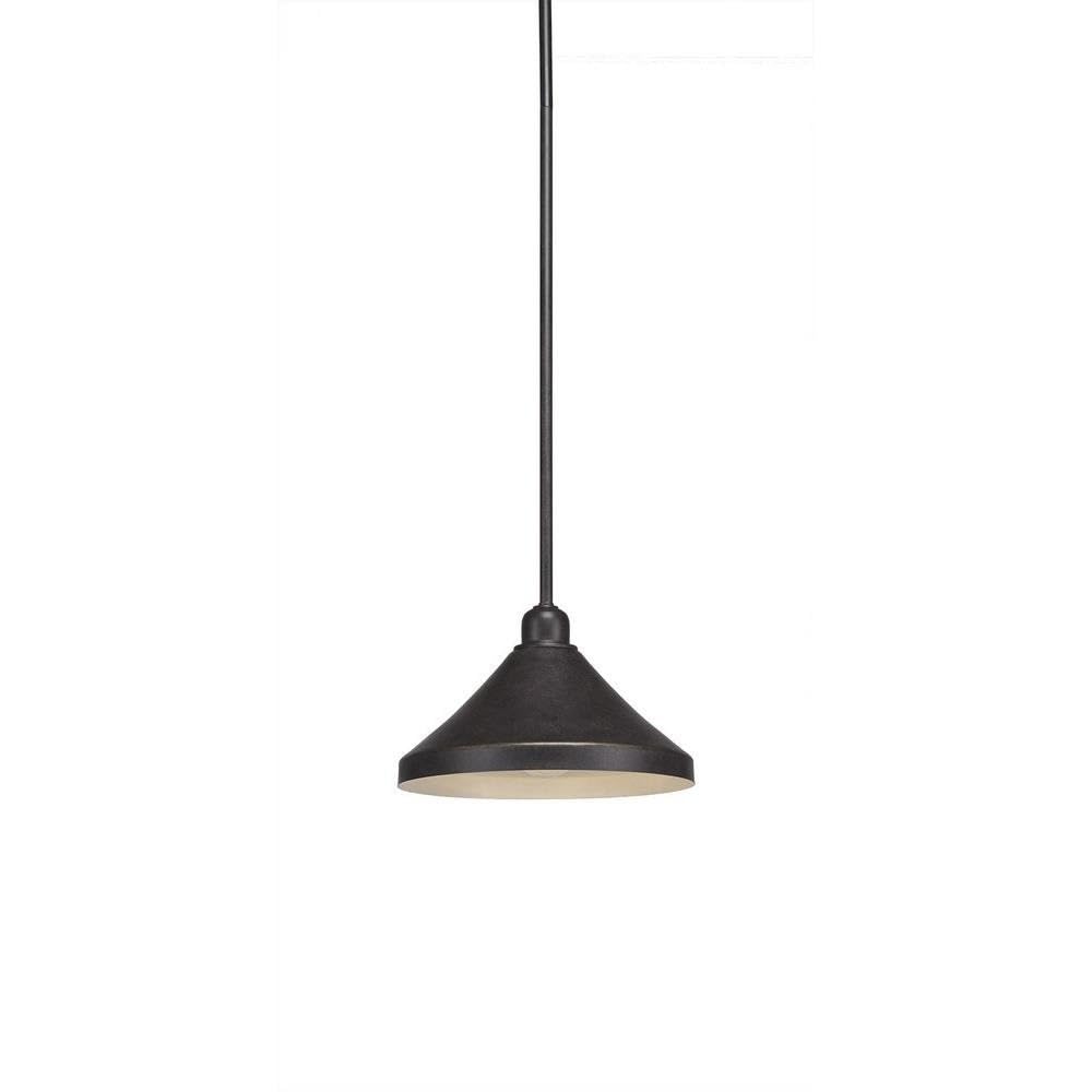 Toltec Lighting 281-Dg-418 Vintage Stem Mini Hang Straight Swivel Pendant With Metal Shades, 10&quot;, Dark Granite