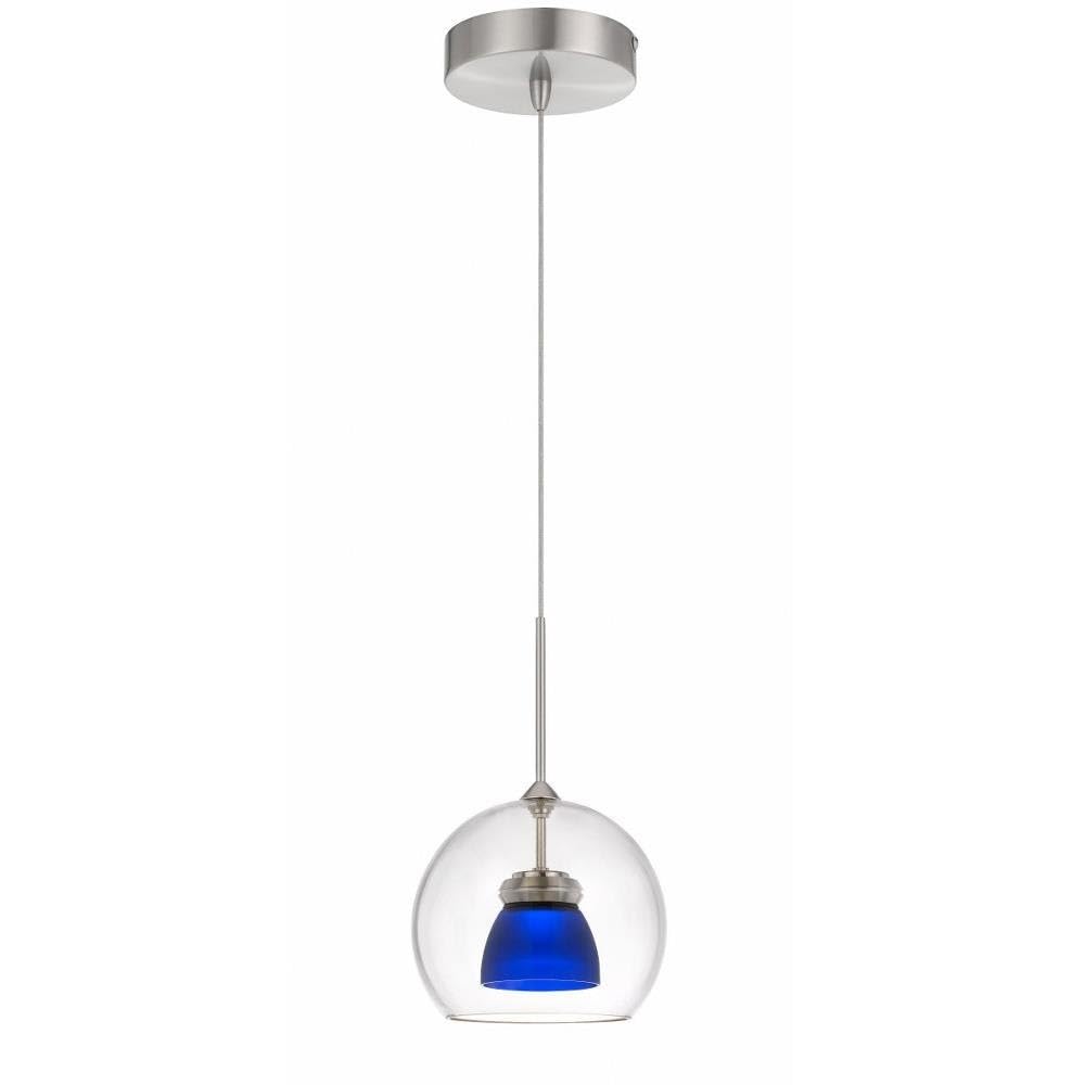 Cal Lighting UP-335-CL-BLUFR Transitional LED Mini Pendant in Pewter, Nickel, Silver Finish,