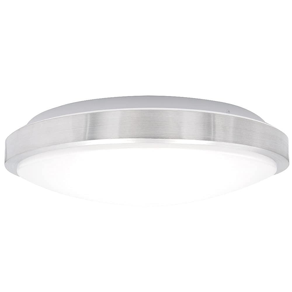Maxxima 14 In. Led Round Flush Mount Ceiling Light Fixture,1600 Lumens, 3000K Warm White, Dimmable Indoor Fixture With Brushed A