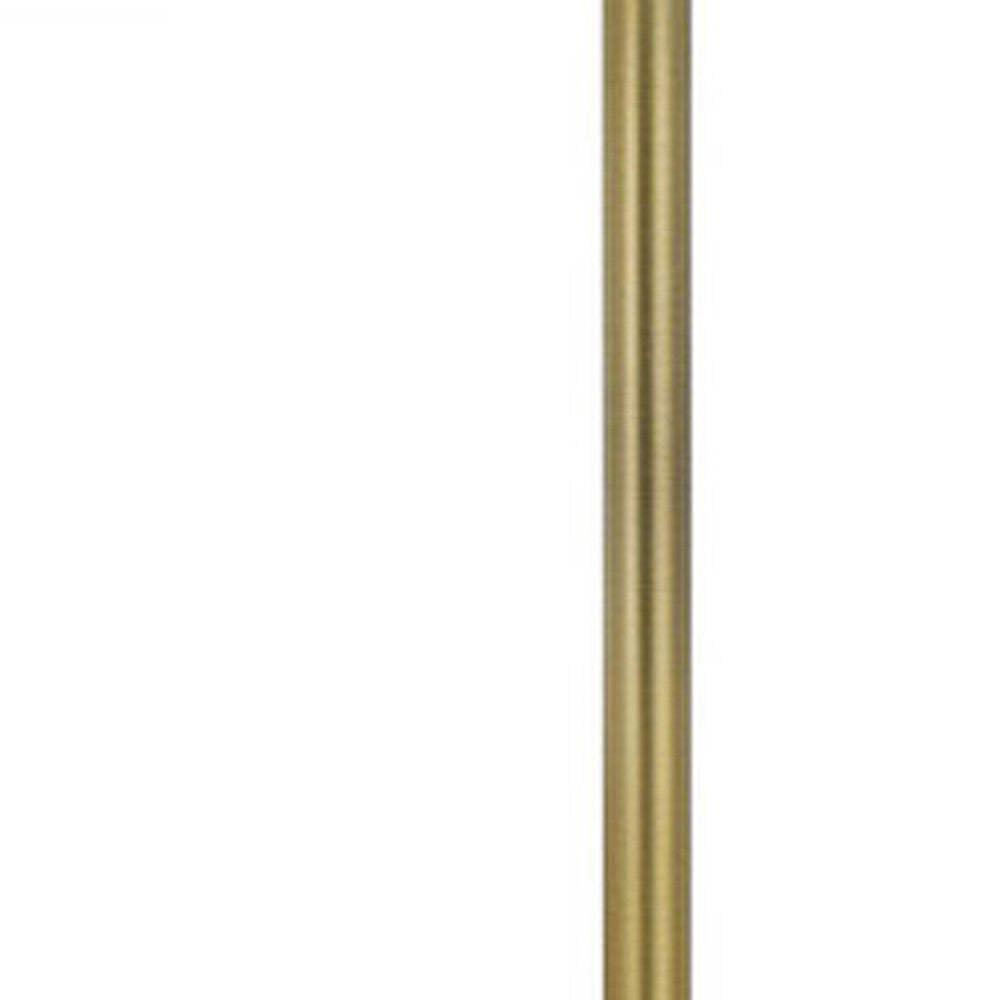 HomeRoots Tray Table Floor Lamp with White Drum Shade, 62 in., Metal, Nickel Finish