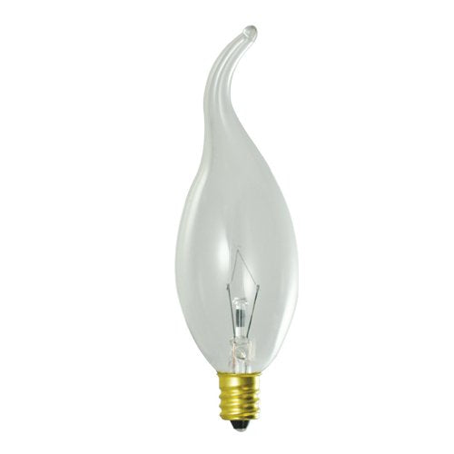 Bulbrite Teardrop CA11 Incandescent Chandelier Bulb 25W E12 Base 120V Clear 10 Count