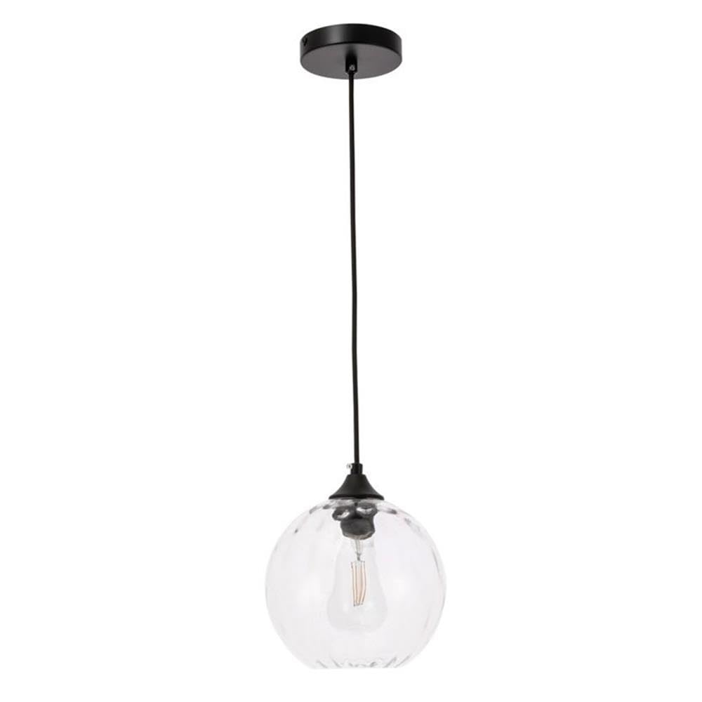 Living District Black/Clear Metal & Glass Pendant Light - 1-Light Design