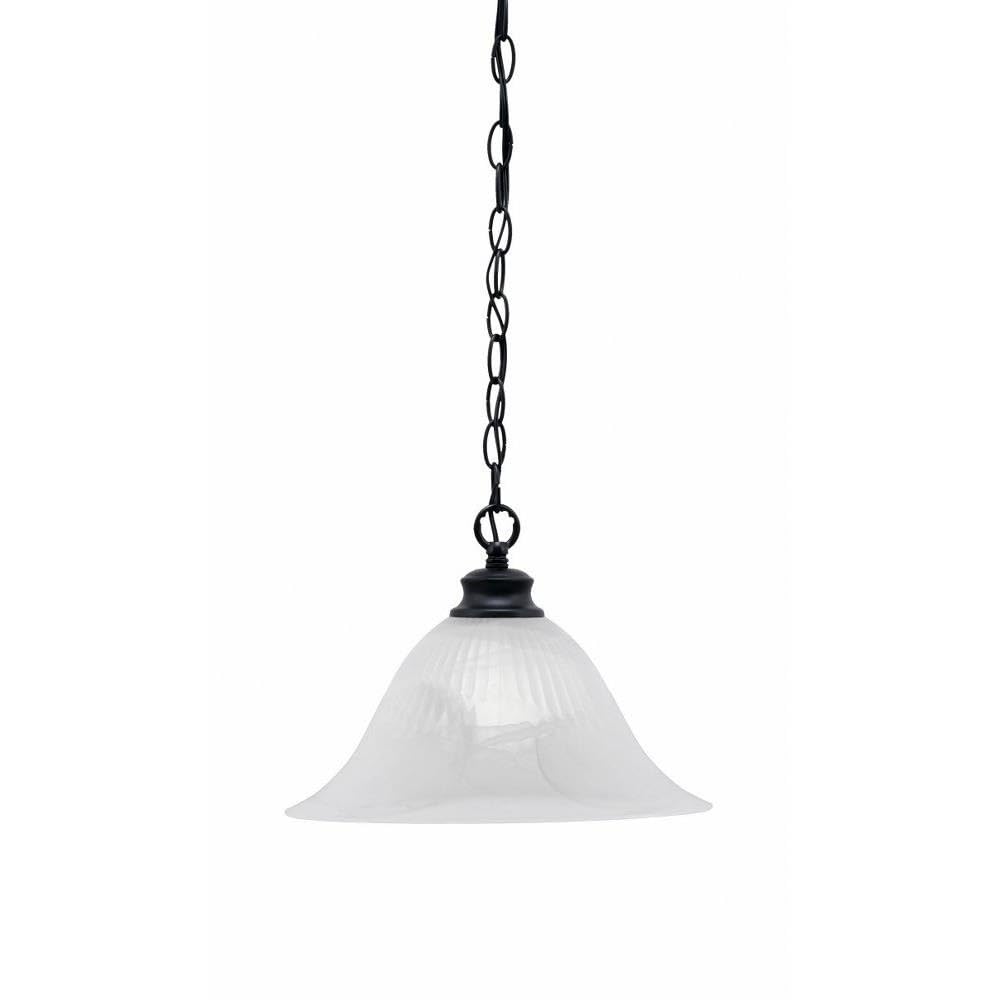 Toltec Lighting 92-MB-5831 Chain - 1 Light Chain Hung Pendant-9.75 Inches Tall and 14 Inches Wide, Finish Color: Matte Black, Glass Color: White Alabaster