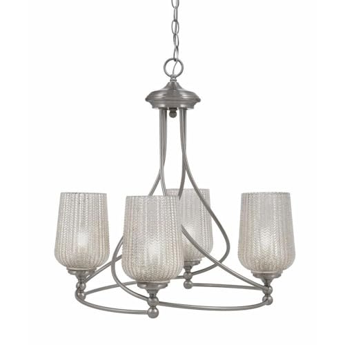 Toltec Lighting 904-Bn-4253 Capri - 4 Light Uplight Chandelier-22.25 Inches Tall And 21.5 Inches Wide, Finish Color: Brushed Nickel, Glass Color: Silver Textured