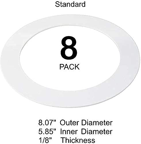 6 Pack Gloss White Goof Trim Ring For 6 Inch Recessed Can Lighting Down Light, Outer Diameter 8 Inches, Inner Diameter 5.8 Inches