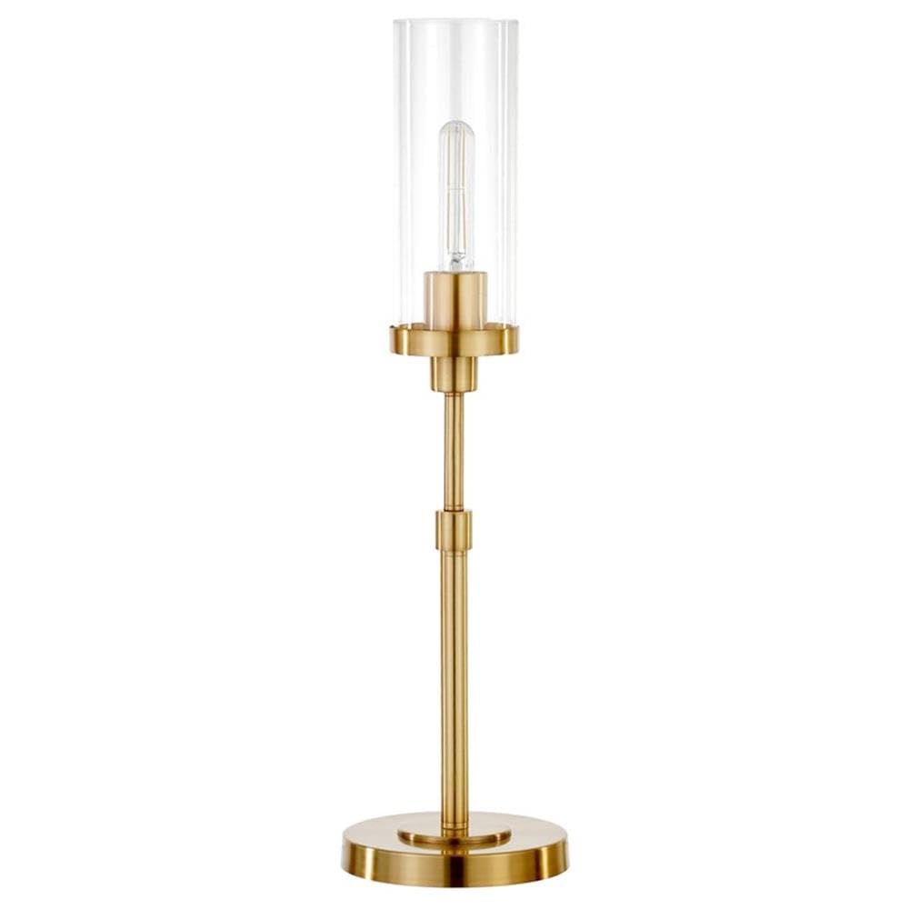 Frieda 26.68 Tall Table Lamp with Glass Shade in Brass/Clear