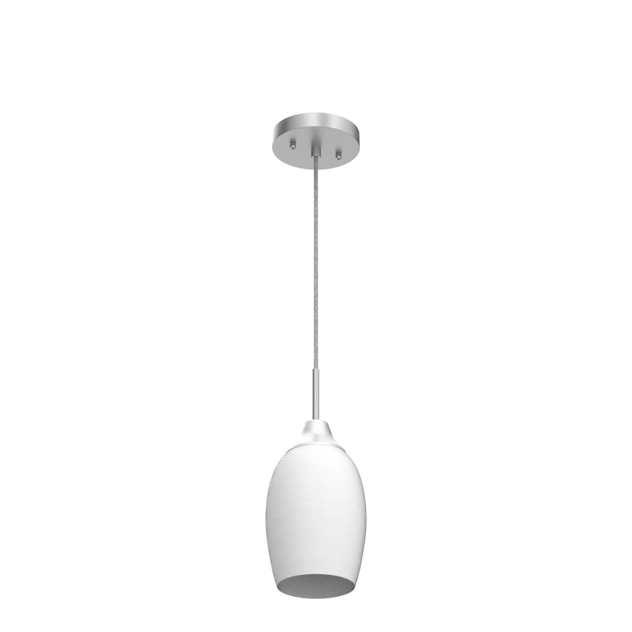 Viinew Mini Glass Pendant Light, Handblown White Swirl Art Glass, Adjustable Cord, Brushed Nickel, 4.72in, 1-Pack