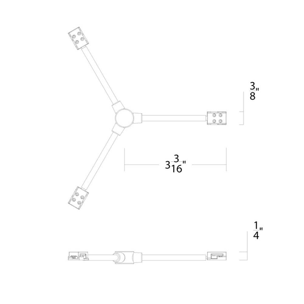 Wac Lighting T24-Bs-Y-Bk, Basics & Gemini 24Vdc Flex Y Connector In Black
