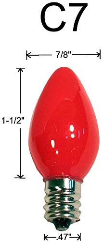 Creative Hobbies C7 LED Vintage Light Bulbs, 25 Multicolor 0.7W Ceramic, E12 Base for Outdoor String Lights & Candle Lamps