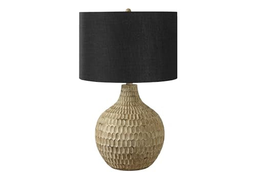 Monarch Specialties I 9606 Lightingtable Lamp, Black Shade, Brown Resin, Contemporary
