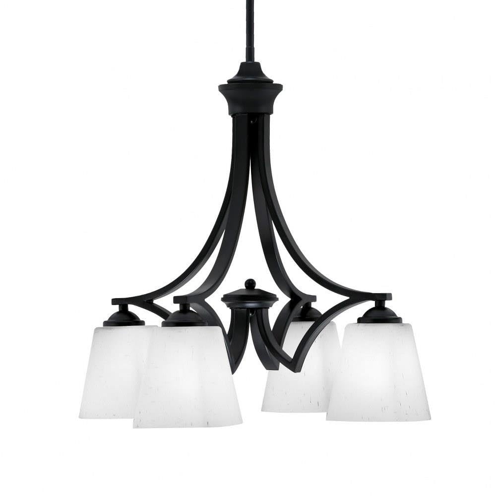Toltec Lighting 568-Mb-460 Zilo - 4 Light Downlight Chandelier-20 Inches Tall And 20 Inches Wide, Finish Color: Matte Black, Glass Color: White Muslin