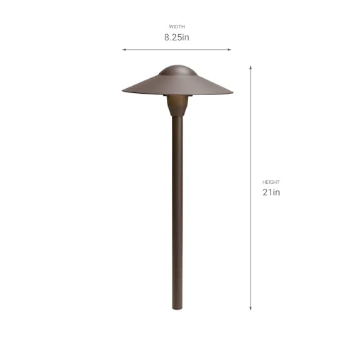 Kichler 8in Outdoor LED Path Light, 12V Adjustable Dome Light, Textured Architectural Bronze, Model 15310AZT