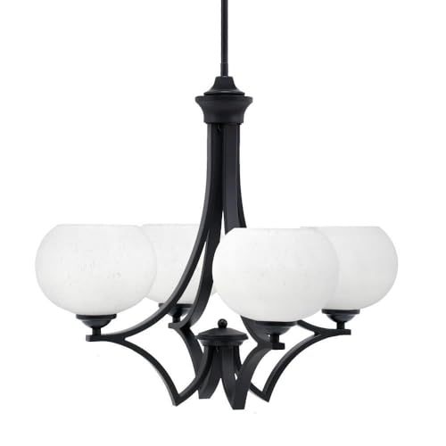 Toltec Lighting 564-Mb-212 Zilo - 4 Light Uplight Chandelier-19.75 Inches Tall And 22 Inches Wide, Finish Color: Matte Black, Glass Color: White Muslin
