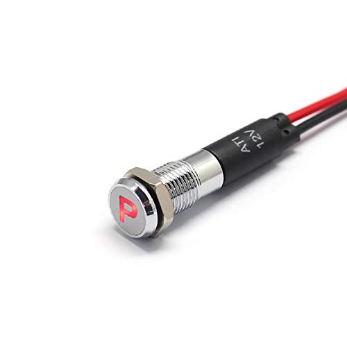 Alpinetech PL8MS 8mm 5/16 12V LED Metal Signal Indicator Pilot Dash Light with Symbols (Park)