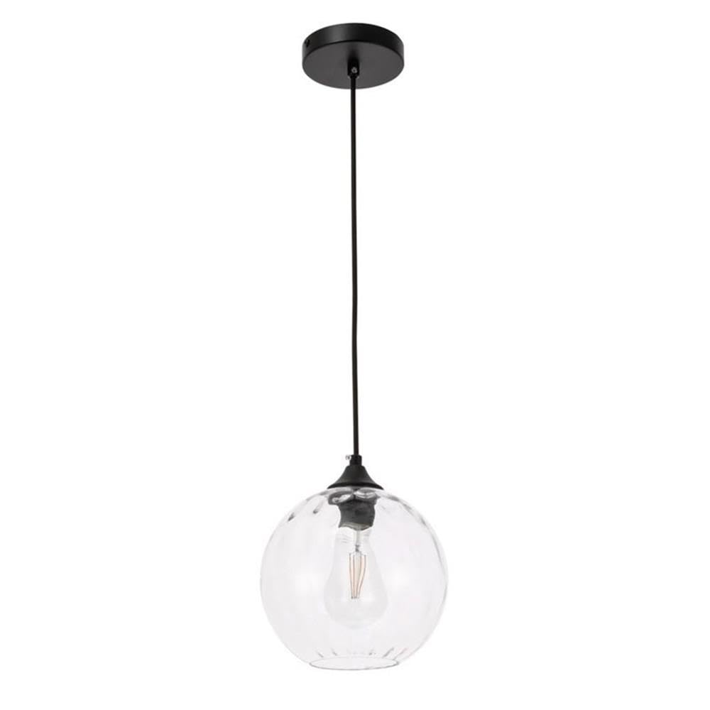 Living District Black/Clear Metal & Glass Pendant Light - 1-Light Design