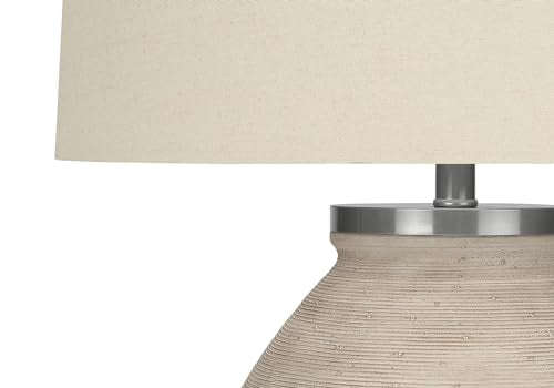 Monarch Specialties 9714 Lightingtable Lamp, Cream Concrete, Beige Shade, Contemporary Lighting-25 H Table, 18&quot; L X 18&quot; W X 25&quot; H