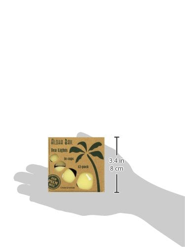 Aloha Bay Palm Wax Tea Lights with Aluminum Holder, 12 Count, Model 486, Cream Color