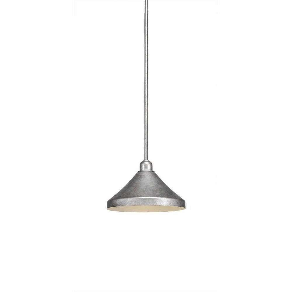 Toltec Lighting 281-As-418 Vintage Stem Mini Hang Straight Swivel Pendant With Metal Shades, 10&quot;, Aged Silver