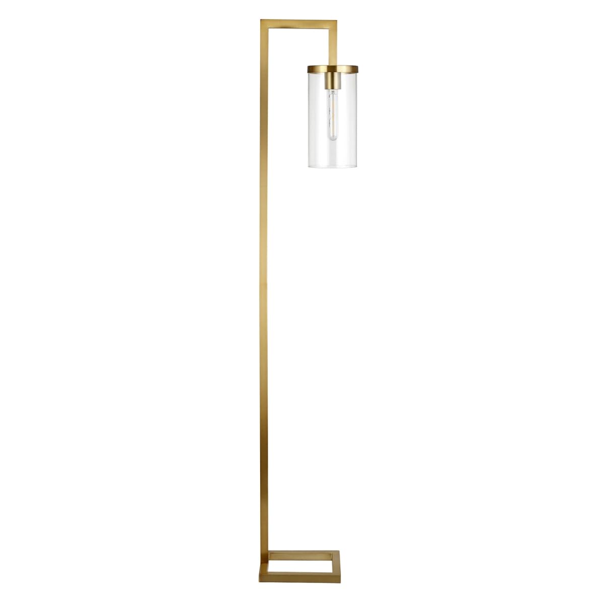 Homeroots Brass Reading Floor Lamp - 67 In. With Clear Glass Drum Shade