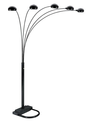 SQF 5-Arm Arch Floor Lamp with Dimmer (Black, 6962) Bulbs are not Included, Bulb Base is E 12