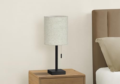 Monarch Specialties I 9650 Lighting, Set Of 2Table Lamp, Usb Port Included, Black Metal, Beige Shade