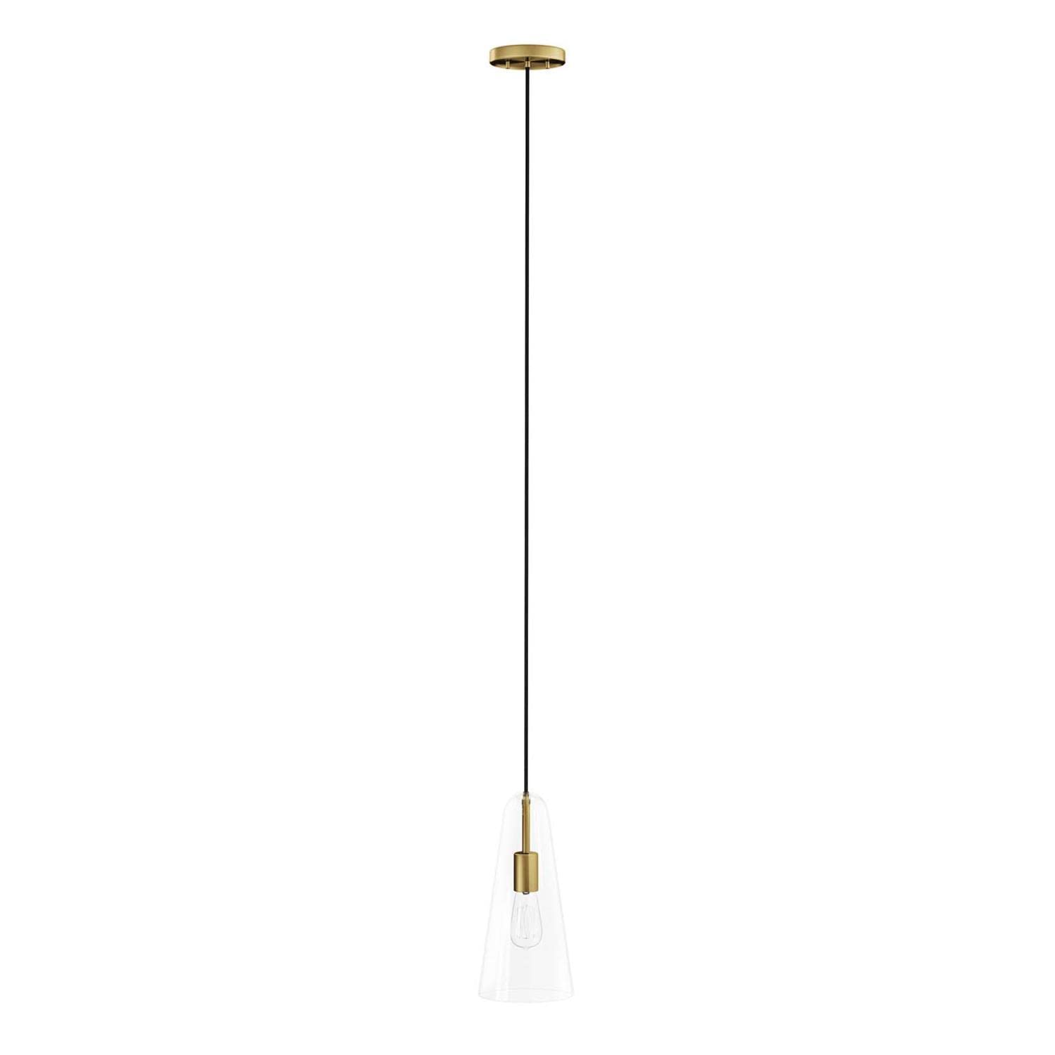 Beacon 1-Light Pendant Light in Clear Satin Brass