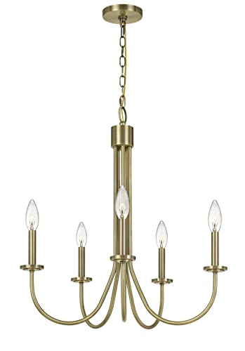 Cal 60W x 5 Spiez Metal Chandelier, Antique Brass, 24.5inx24.5inx26.5in, Model FX-3736-5