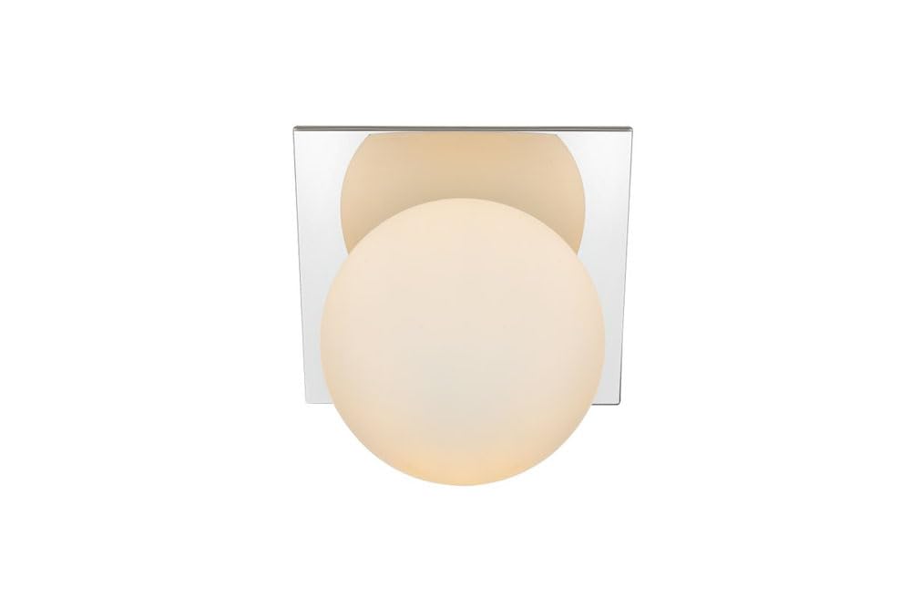 Living District Jillian 1-Light Iron & Glass Bath Sconce in Chrome/Frosted White