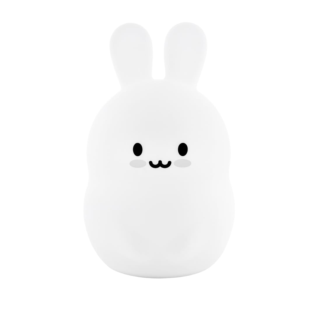 Lumipets Junior Bunny Night Light  Soft Silicone Material  8 Soothing Colors  Cordless  Easy Control  Portable