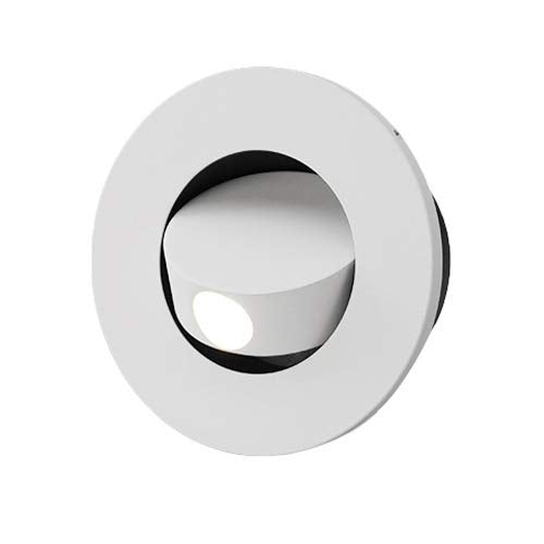 Luminturs Modern Wall Sconce Light Fixture,Recessed Wall Lamp,Bedside Reading Lamp,Path/Step Light,Gimbal Hidden On/Off Switch,Circle Aluminum White,Led 3W Warm White 3000K,Adjustable&Rotatable