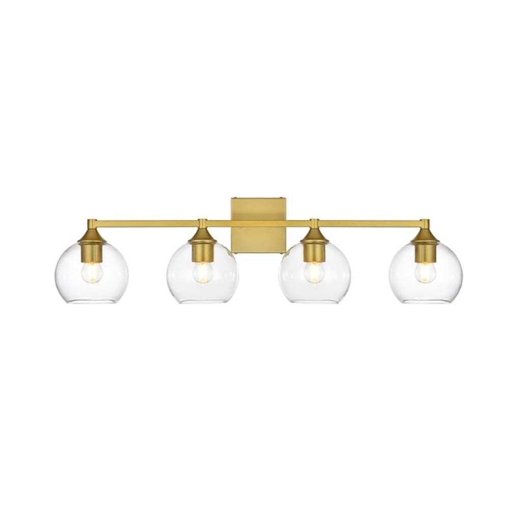 Living District Foster 4-Light Iron & Glass Bath Sconce in Brass/Clear