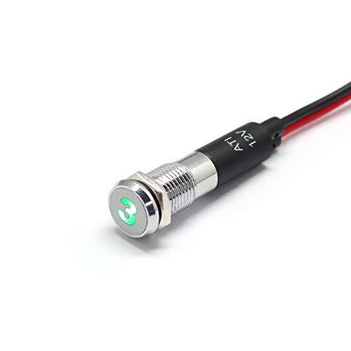 Alpinetech PL8MS 8mm 5/16 12V LED Metal Signal Indicator Pilot Dash Light with Symbols (3)