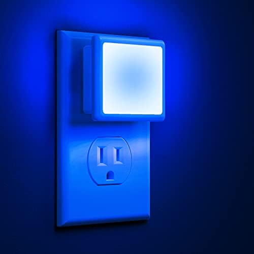 L LOHAS LED Blue Night Lights Plug into Wall 2-Pack, 0.3W Plug in Night Light, Dusk to Dawn, Bright Nightlight Auto-On/Off, for 