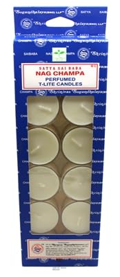 Satya Nag Champa Scented Tea Light Candles, Pack of 12