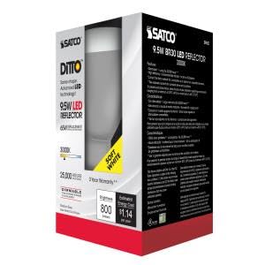 Satco BR30 LED Light Bulbs, 9.5W, 750 Lumens, Dimmable, 3000K Warm White, Medium Base, Model S9621, 6