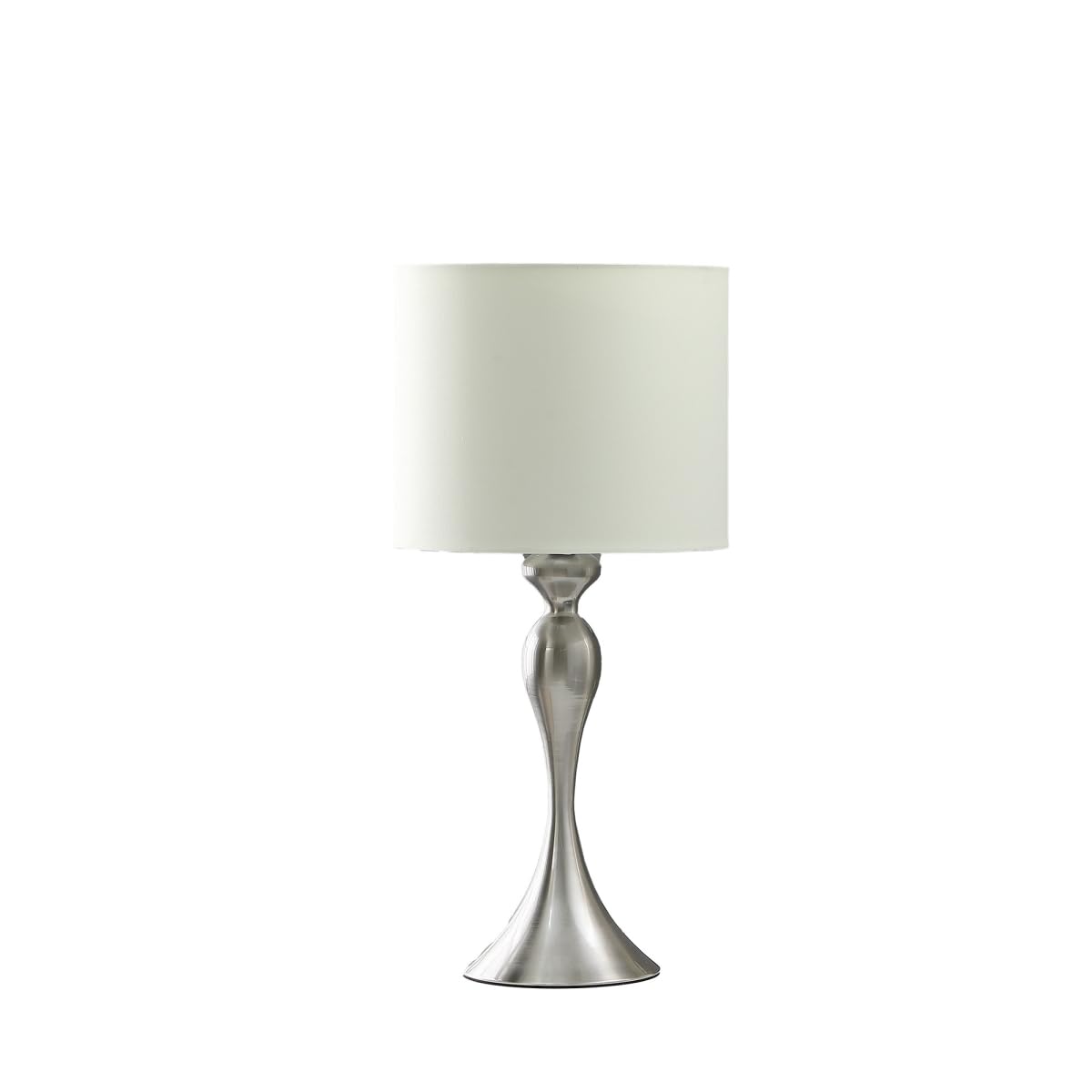 Homeroots Silver Metal Table Lamp With Off White Drum Shade - 24.5 X 12 X 12 In.
