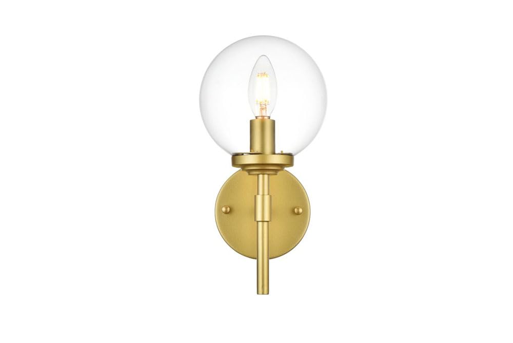 Living District Ingrid 1-Light Iron & Glass Bath Sconce In Brass And Clear