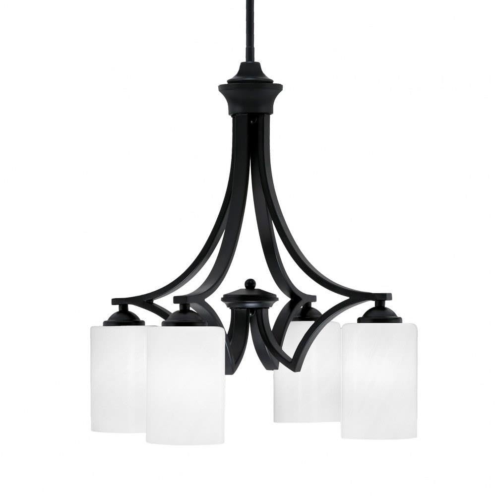 Toltec Lighting 568-Mb-3001 Zilo - 4 Light Downlight Chandelier-20.75 Inches Tall And 19 Inches Wide, Finish Color: Matte Black, Glass Color: White Marble