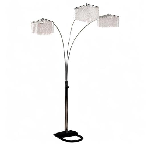 ORE 6932 3-Light Crystal Arch Floor Lamp, 97" x 17.5" x 19", Silver Steel, Inspirational Design