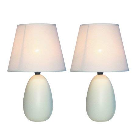 All The Rages Lt2009-Off-2Pk Simple Designs Mini Egg Oval Ceramic Table Lamp 2 Pack Set, Off White