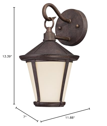 Westinghouse One-Light LED Outdoor Wall Fixture, Victorian Bronze Finish, Amber Frosted Glass, Model 6204100