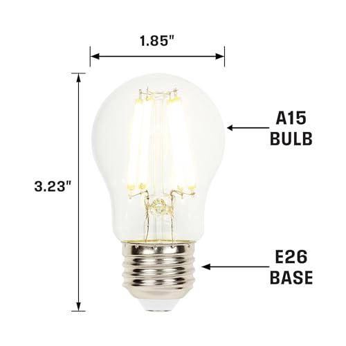 Westinghouse 5279020 9 Watt (100 Watt Equivalent) A15 Dimmable Clear Filament Led Light Bulb, Medium Base, 6 Pack