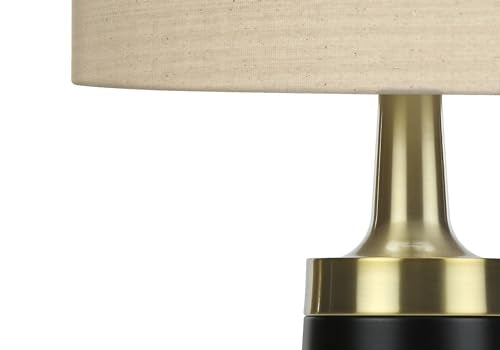 Monarch Specialties I 9623 Lightingtable Lamp, Black Metal, Beige Shade, Contemporary
